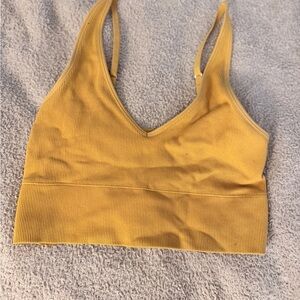 Mustard Ribbed V-Neck Bralette